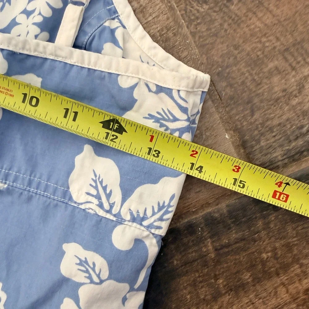 Old Navy Vintage Y2K Girls Hawaiian Hibiscus Empire Waist Mini Dress, Blue, 14